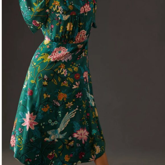 Maeve floral and bird print green dress 20W - anthropologie euc - Picture 2 of 2
